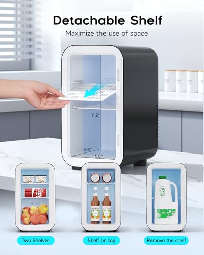 Beichen Mini Fridge,6 Liter / 8 Can Small Fridge For Bedroom, Car, Office & Dorm, AC100-120 V/Dc 12 V Portable Thermoelectric Cooler & Warmer For Skincare, Food, Drinks,Black ﻿ - View 3 | Fridge.com