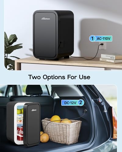 Beichen Mini Fridge,6 Liter / 8 Can Small Fridge For Bedroom, Car, Office & Dorm, AC100-120 V/Dc 12 V Portable Thermoelectric Cooler & Warmer For Skincare, Food, Drinks,Black ﻿ - View 6 | Fridge.com