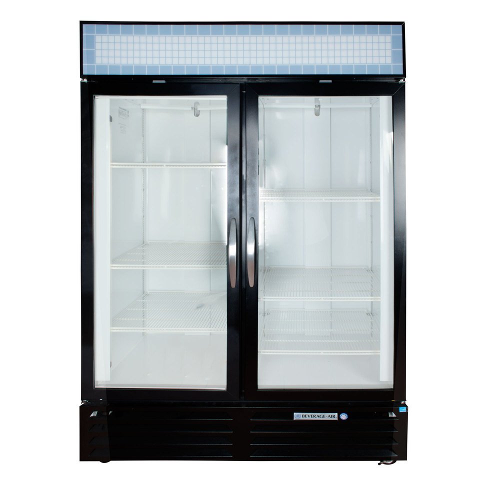 Beverage-Air MMF49-1-B-LED MarketMax 52" Two Section Glass Door Reach-In Merchandiser Freezer with LED Lighting 49 cu.ft. Capacity Black Exterior and Bottom Mounted | Fridge.com