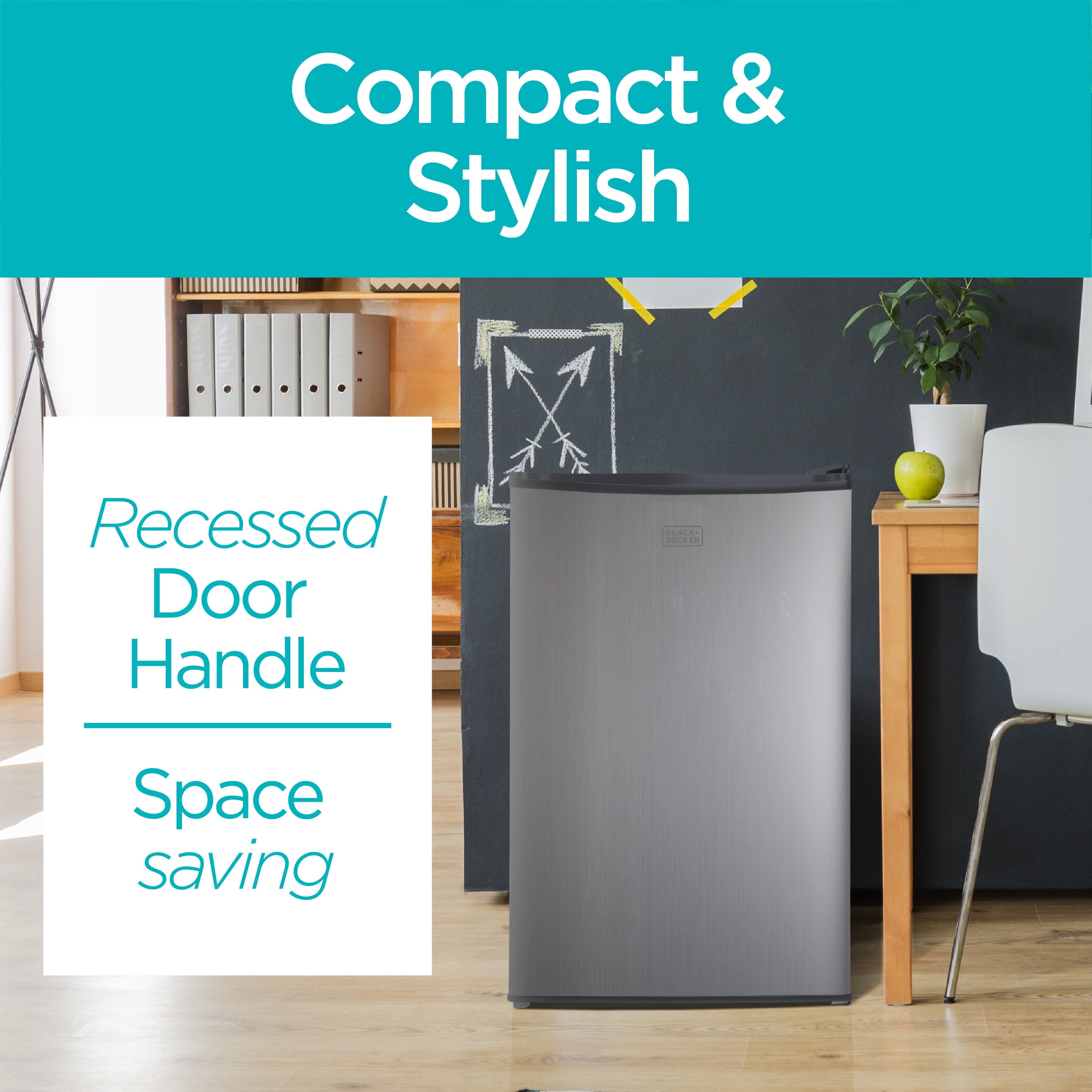 Black+Decker 4.3 cu. ft. Compact Refrigerator - Silver - View 5 | Fridge.com