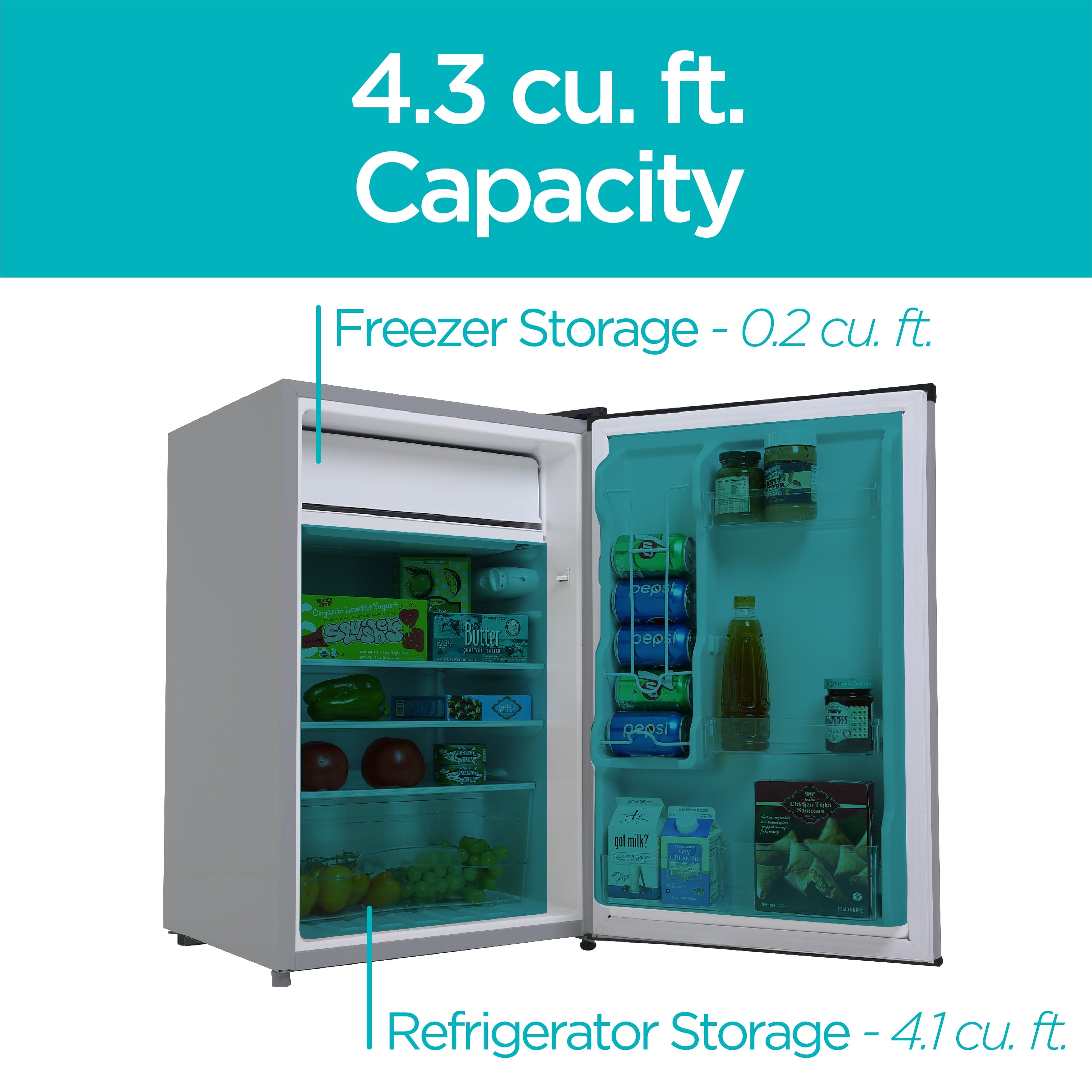 Black+Decker 4.3 cu. ft. Compact Refrigerator - Silver - View 6 | Fridge.com