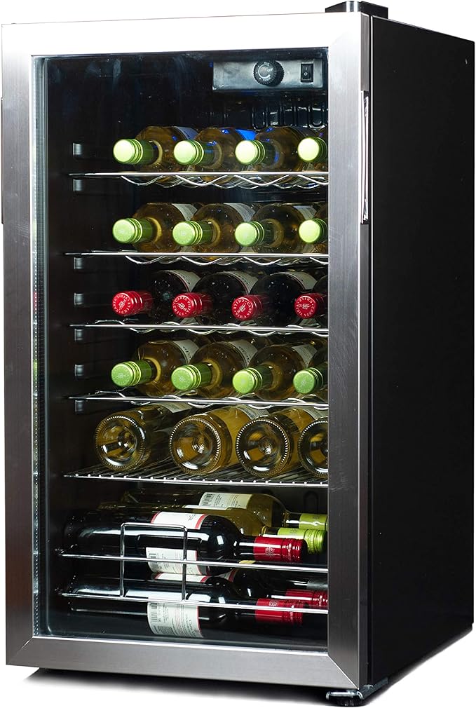 BLACK+DECKER 26 Bottle Wine Fridge with Interior Light and Mechanical Temperature Control, Compressor Cooling Wine Cooler Refrigerator with 4 Wine Racks and 1 Flat Shelf, Wine Bottle Chiller | Fridge.com