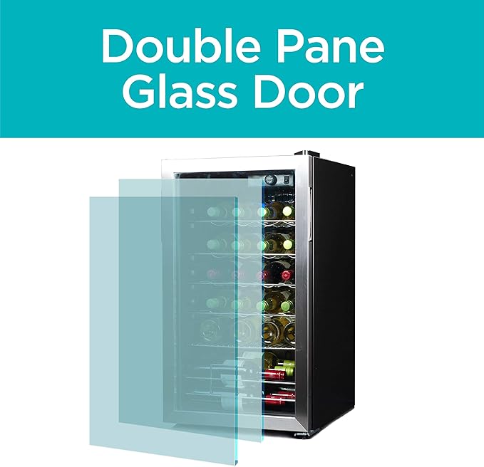 Black+Decker 26 Bottle Wine Fridge With Interior Light And Mechanical Temperature Control, Compressor Cooling Wine Cooler Refrigerator With 4 Wine Racks And 1 Flat Shelf, Wine Bottle Chiller - View 2 | Fridge.com