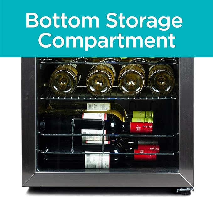 Black+Decker 26 Bottle Wine Fridge With Interior Light And Mechanical Temperature Control, Compressor Cooling Wine Cooler Refrigerator With 4 Wine Racks And 1 Flat Shelf, Wine Bottle Chiller - View 5 | Fridge.com