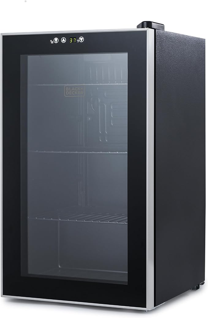 BLACK+DECKER 2.4 Cu. Ft. Beverage Cooler, Beverage Fridge with Double Pane Glass Door, Drink Fridge and Beverage Refrigerator with 76-Can Capacity for Home Bar, Home Office and More | Fridge.com
