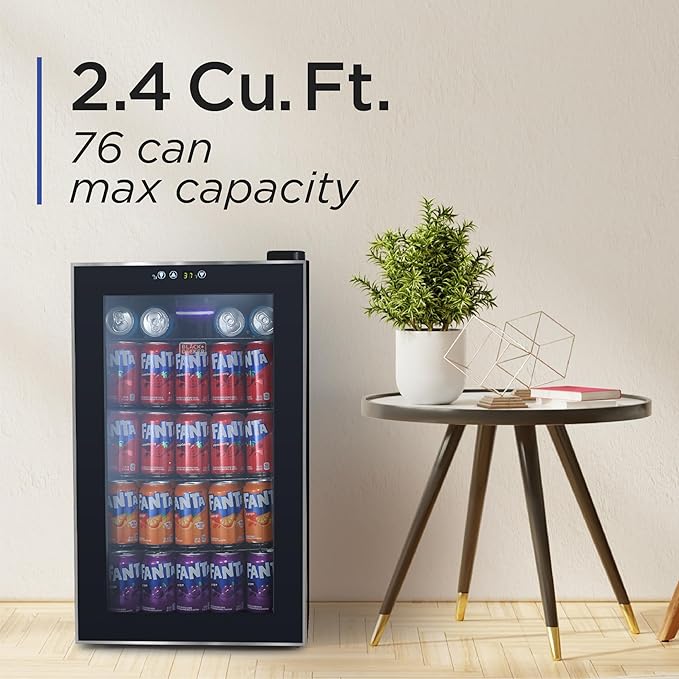 Black+Decker 2.4 cu. ft. Beverage Cooler, Beverage Fridge With Double Pane Glass Door, Drink Fridge And Beverage Refrigerator With 76-Can Capacity For Home Bar, Home Office And More - View 2 | Fridge.com