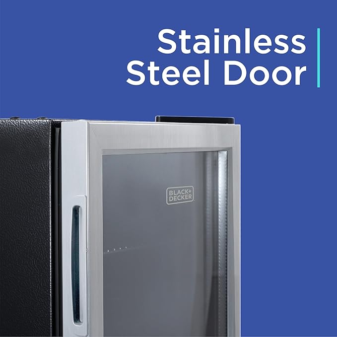 Black+Decker 2.4 cu. ft. Beverage Cooler, Beverage Fridge With Double Pane Glass Door, Drink Fridge And Beverage Refrigerator With 76-Can Capacity For Home Bar, Home Office And More - View 3 | Fridge.com