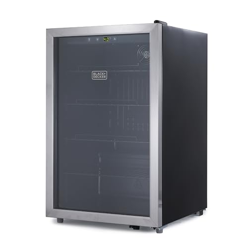 BLACK+DECKER 4.4 Cu. Ft. Beverage Cooler, Beverage Fridge with Double Pane Glass Door, Drink Fridge and Beverage Refrigerator with 160-Can Capacity for Home Bar and Home Office with LED Display | Fridge.com