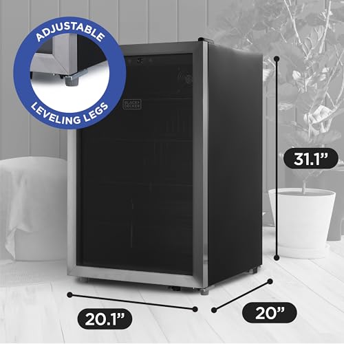 BLACK+DECKER 4.4 Cu. Ft. Beverage Cooler, Beverage Fridge with Double Pane Glass Door, Drink Fridge and Beverage Refrigerator with 160-Can Capacity for Home Bar and Home Office with LED Display | Fridge.com