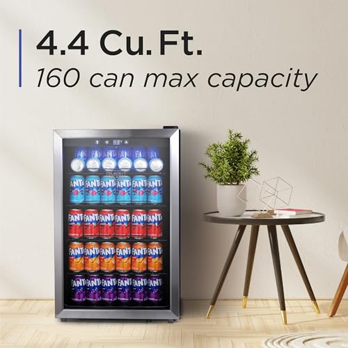 BLACK+DECKER 4.4 Cu. Ft. Beverage Cooler, Beverage Fridge with Double Pane Glass Door, Drink Fridge and Beverage Refrigerator with 160-Can Capacity for Home Bar and Home Office with LED Display | Fridge.com