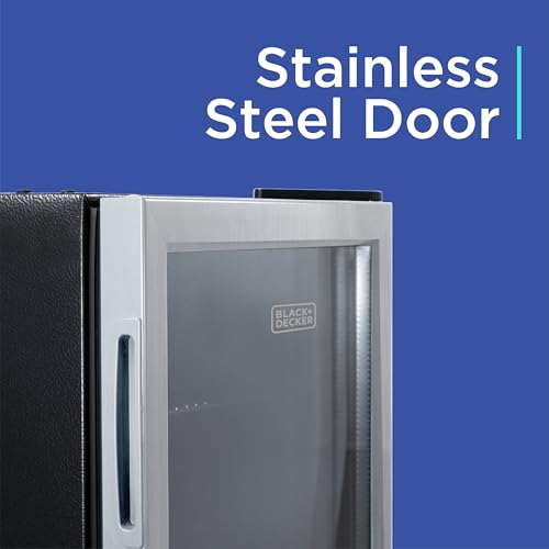 BLACK+DECKER 4.4 Cu. Ft. Beverage Cooler, Beverage Fridge with Double Pane Glass Door, Drink Fridge and Beverage Refrigerator with 160-Can Capacity for Home Bar and Home Office with LED Display | Fridge.com