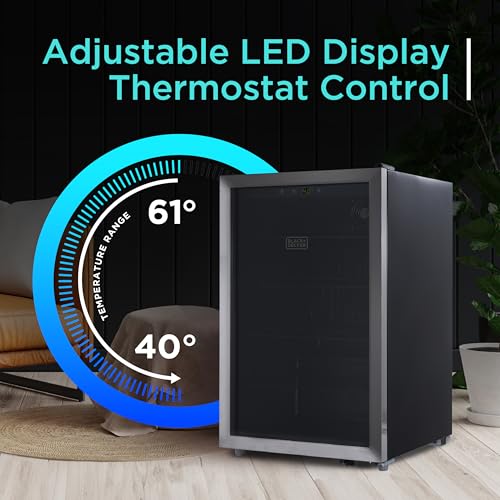 Black+Decker 4.4 cu. ft. Beverage Cooler, Beverage Fridge With Double Pane Glass Door, Drink Fridge And Beverage Refrigerator With 160-Can Capacity For Home Bar And Home Office With LED Display - View 5 | Fridge.com