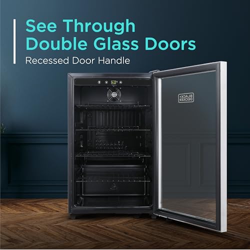 Black+Decker 4.4 cu. ft. Beverage Cooler, Beverage Fridge With Double Pane Glass Door, Drink Fridge And Beverage Refrigerator With 160-Can Capacity For Home Bar And Home Office With LED Display - View 6 | Fridge.com