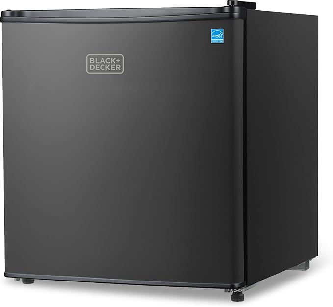 BLACK+DECKER 1.7 Cu. Ft. Compact Refrigerator, ENERGY STAR Certified, Single Door Mini Fridge with Chiller Compartment, Personal Fridge for Home or Dorm Room, R600a Refrigerant, BCRK17B, Black | Fridge.com