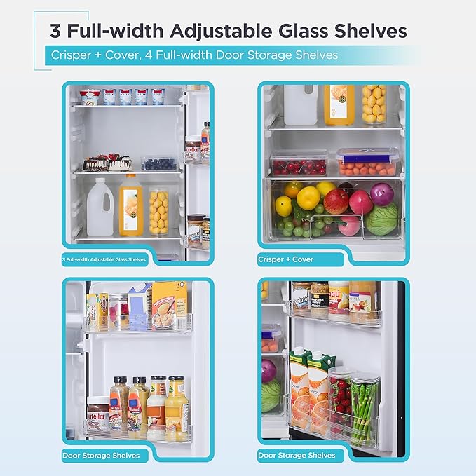 Black+Decker 10 cu. ft. Top Mount Refrigerator With Freezer, 2 Door Fridge With Top Freezer And Mechanical Temperature Control, For Homes And Apartments, BDA10LAS, Stainless Steel Look - View 4 | Fridge.com