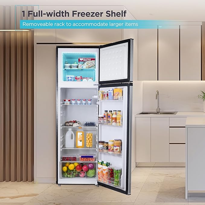 Black+Decker 10 cu. ft. Top Mount Refrigerator With Freezer, 2 Door Fridge With Top Freezer And Mechanical Temperature Control, For Homes And Apartments, BDA10LAS, Stainless Steel Look - View 5 | Fridge.com