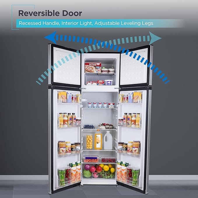 Black+Decker 10 cu. ft. Top Mount Refrigerator With Freezer, 2 Door Fridge With Top Freezer And Mechanical Temperature Control, For Homes And Apartments, BDA10LAS, Stainless Steel Look - View 6 | Fridge.com