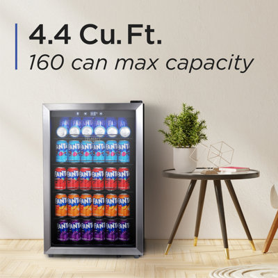 BDB Series BLACK+DECKER 4.4 Cu. Ft. Beverage Cooler, Beverage Fridge with Double Pane Glass Door, Drink Fridge and Beverage Refrigerator with 160-Can | Fridge.com