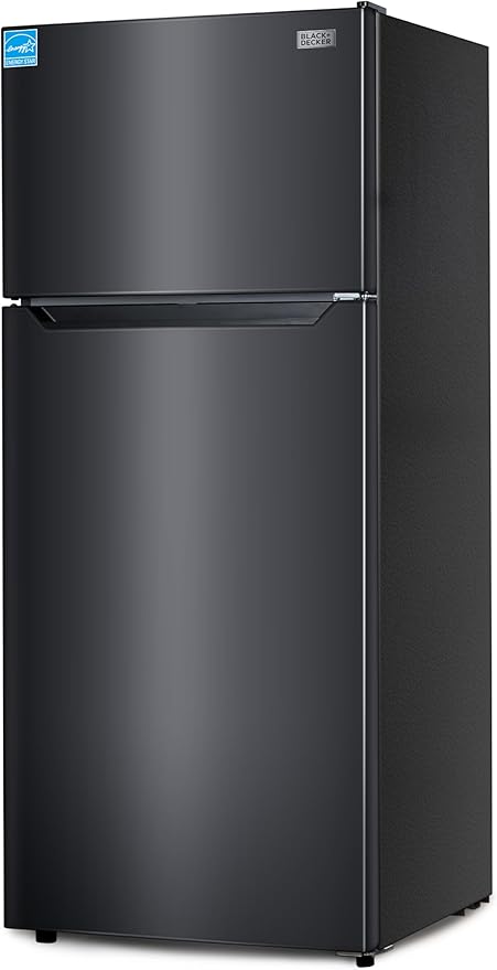 BLACK+DECKER 14.6 Cu. Ft. Top Mount Refrigerator with Freezer, 2 Door Refrigerator with Top Freezer and Adjustable Temperature Control, ENERGY STAR, BR1460HB, Black | Fridge.com
