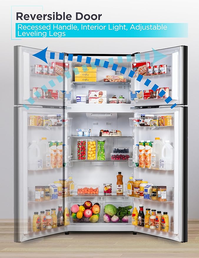 Black+Decker 14.6 Cu. Ft. Top Mount Refrigerator With Freezer, 2 Door Refrigerator With Top Freezer And Adjustable Temperature Control, Energy Star, Br1460hb, Black - View 6 | Fridge.com