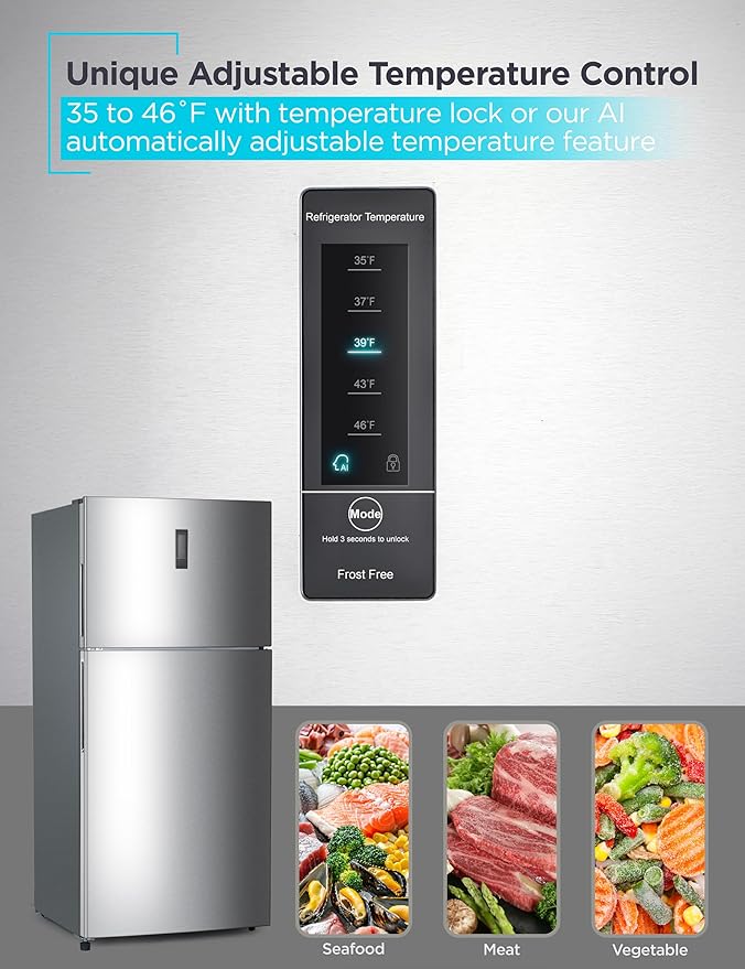 Black+Decker 16.4 Cu. Ft. Top Mount Refrigerator With Freezer, 2 Door Refrigerator With Top Freezer And Separate Temperature Controls, Auto Defrost, Full Size, Br1640ks, Stainless Steel Look - View 3 | Fridge.com