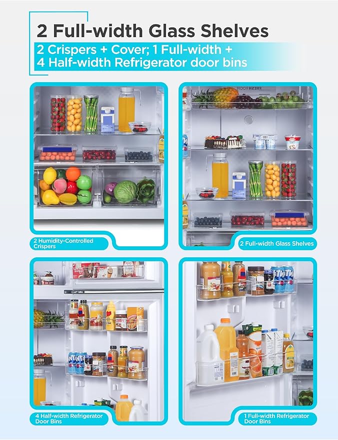 Black+Decker 16.4 Cu. Ft. Top Mount Refrigerator With Freezer, 2 Door Refrigerator With Top Freezer And Separate Temperature Controls, Auto Defrost, Full Size, Br1640ks, Stainless Steel Look - View 4 | Fridge.com