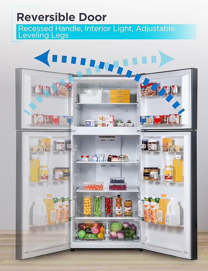 Black+Decker 18.1 cu. ft. Top Mount Refrigerator With Ice Maker, 2-Door Refrigerator With Top Freezer, Freezer With Icemaker And Adjustable Temperature Control, Energy Star, BR1810HIMB, Black - View 5 | Fridge.com
