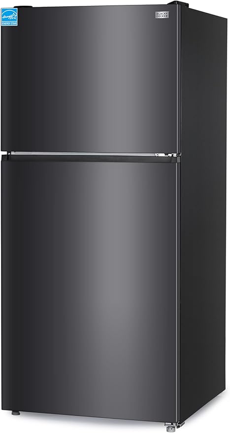 BLACK+DECKER 20.1 Cu. Ft. Top Mount Refrigerator with Ice Maker, 2-Door Refrigerator with Top Freezer, Freezer with Icemaker and Adjustable Temperature Control, ENERGY STAR, BR2010JIMB, Black | Fridge.com