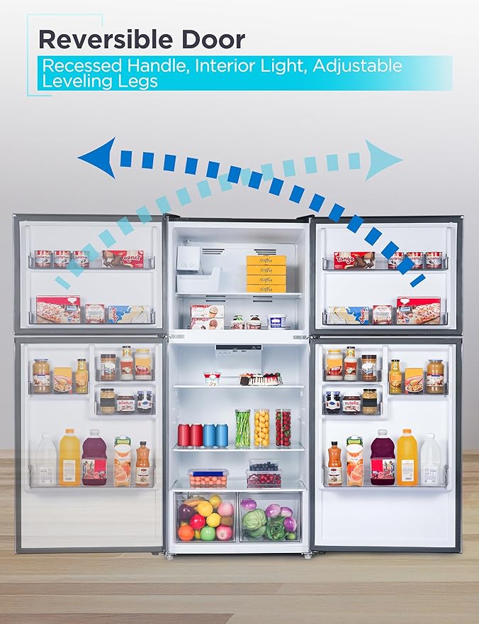 Black+Decker 20.1 cu. ft. Top Mount Refrigerator With Ice Maker, 2-Door Refrigerator With Top Freezer, Freezer With Icemaker And Adjustable Temperature Control, Energy Star, BR2010JIMB, Black - View 6 | Fridge.com