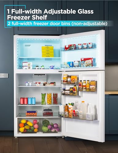 Black+Decker 24 cu. ft. Top Mount Refrigerator With Freezer, 2 Door Fridge With Top Freezer And Adjustable Temperature Control, Full Size Kitchen Refrigerator, Energy Star, BR2400JW, White - View 5 | Fridge.com