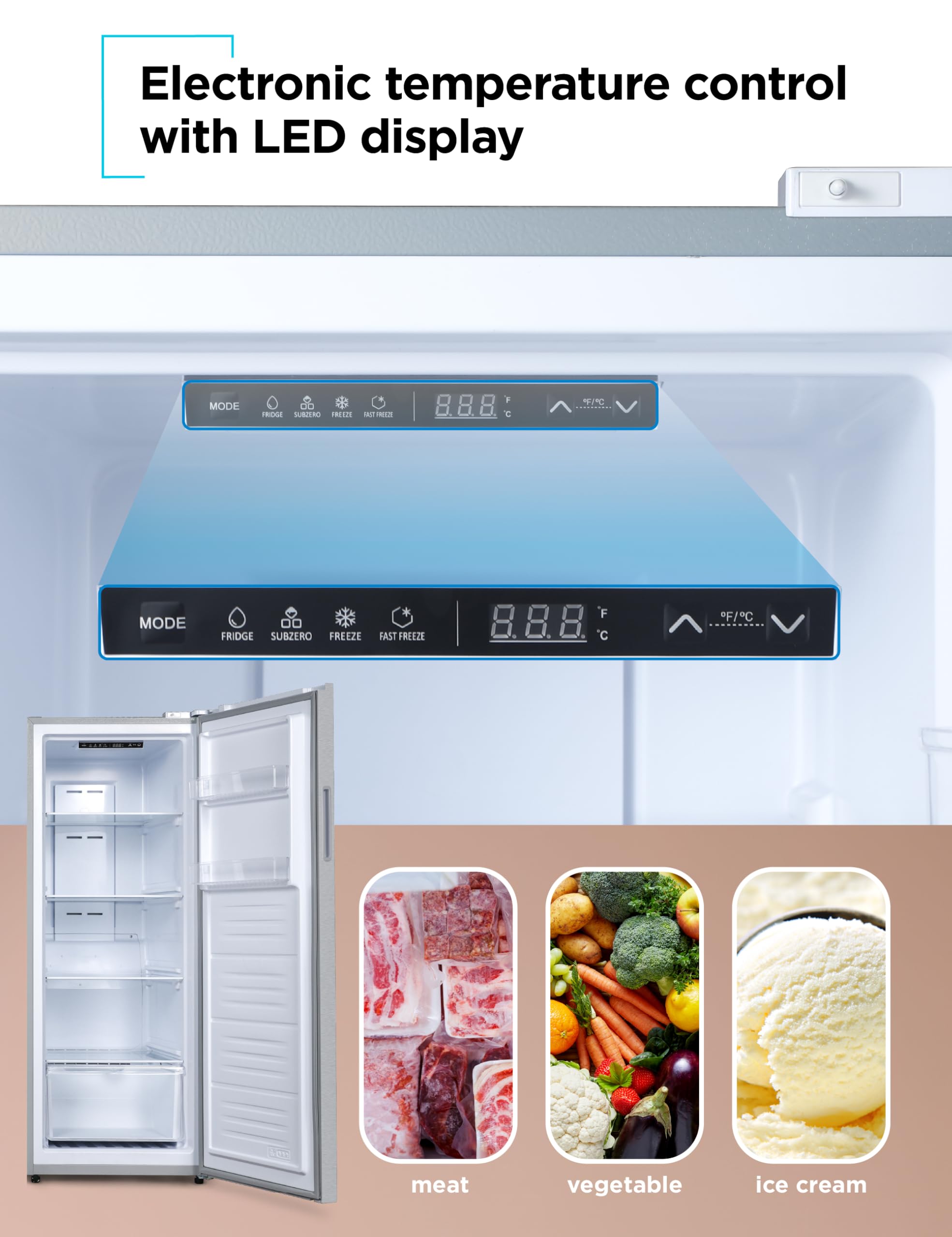 BLACK+DECKER 11 Cu. Ft. Convertible Freezer Refrigerator, Upright Freezer with Glass Shelves, Reversible Door, ENERGY STAR rated, Frost Free, BUC1100X — FIN-0000641 | Fridge.com