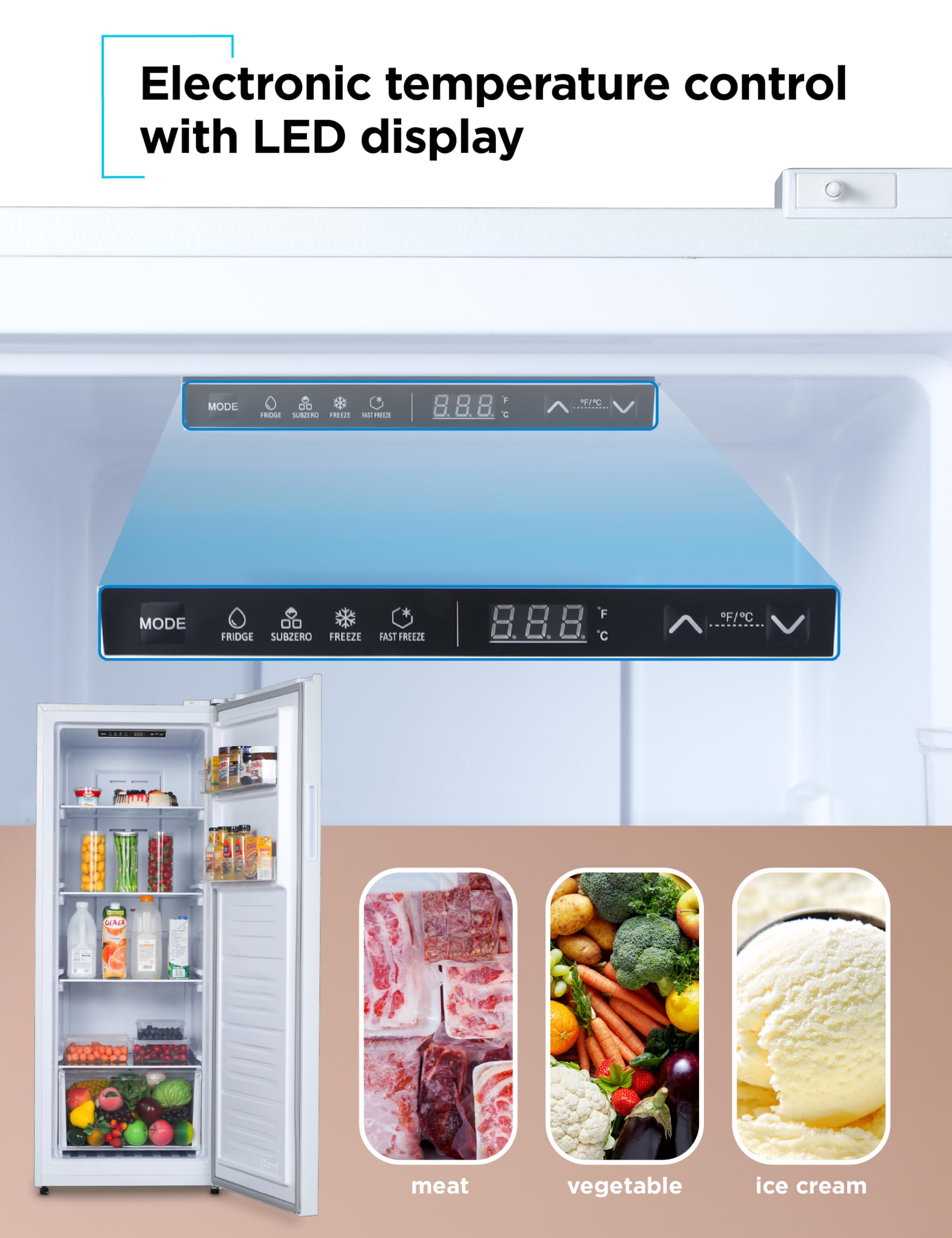 Black+Decker 11 Cu. Ft. Convertible Freezer Refrigerator, Upright Freezer with Glass Shelves, Reversible Door, ENERGY STAR rated, Frost Free, BUC1100XW, White — FIN-0003993 | Fridge.com