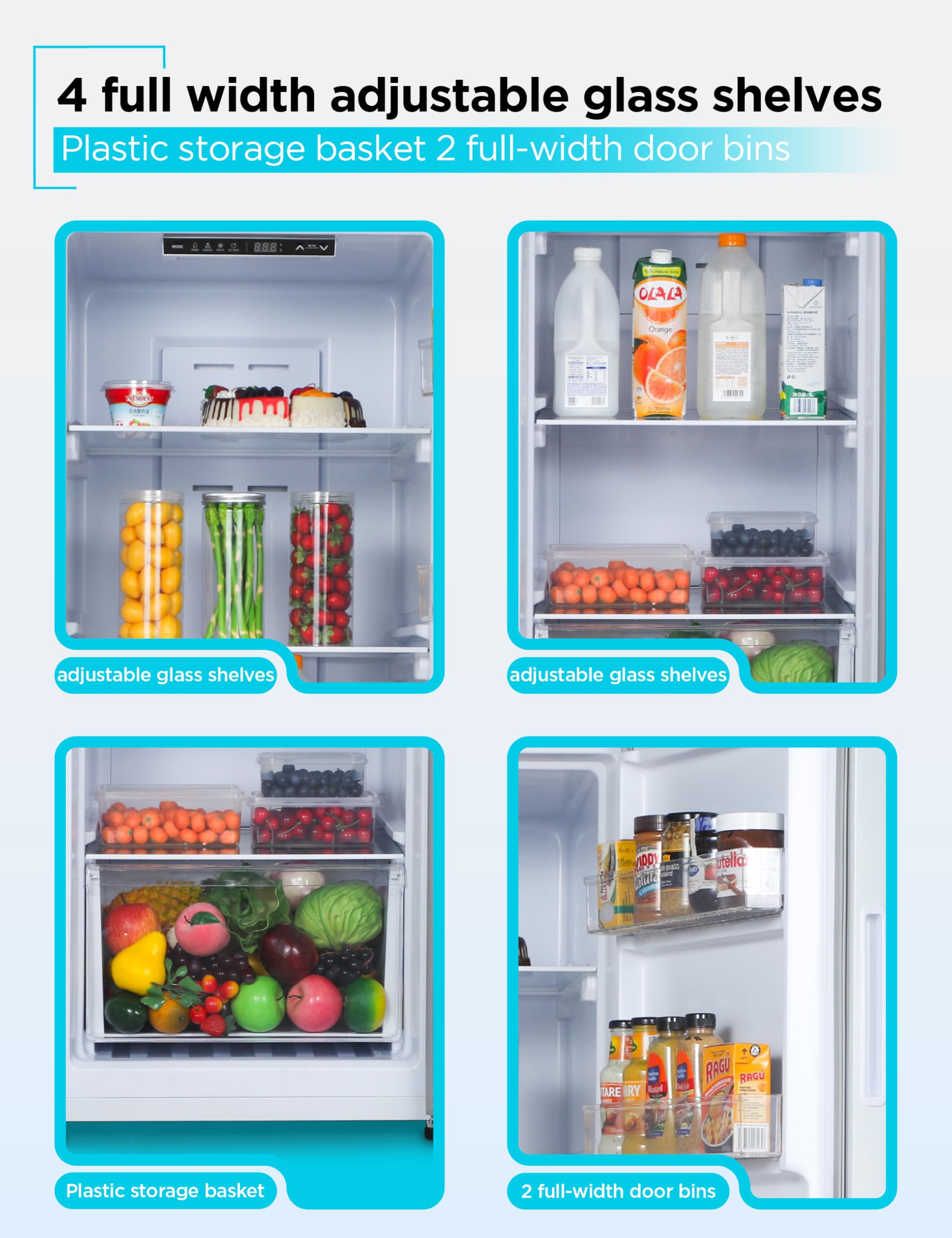 Black+Decker 11 cu. ft. Convertible Freezer Refrigerator, Upright Freezer With Glass Shelves, Reversible Door, Energy Star Rated, Frost Free, BUC1100XW, White - View 5 | Fridge.com