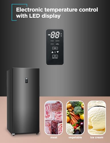 Black+Decker 14 cu. ft. Convertible Freezer Refrigerator, Upright Freezer With Glass Shelves, Energy Star Rated, Frost Free, BUC1400XB, Black - View 3 | Fridge.com