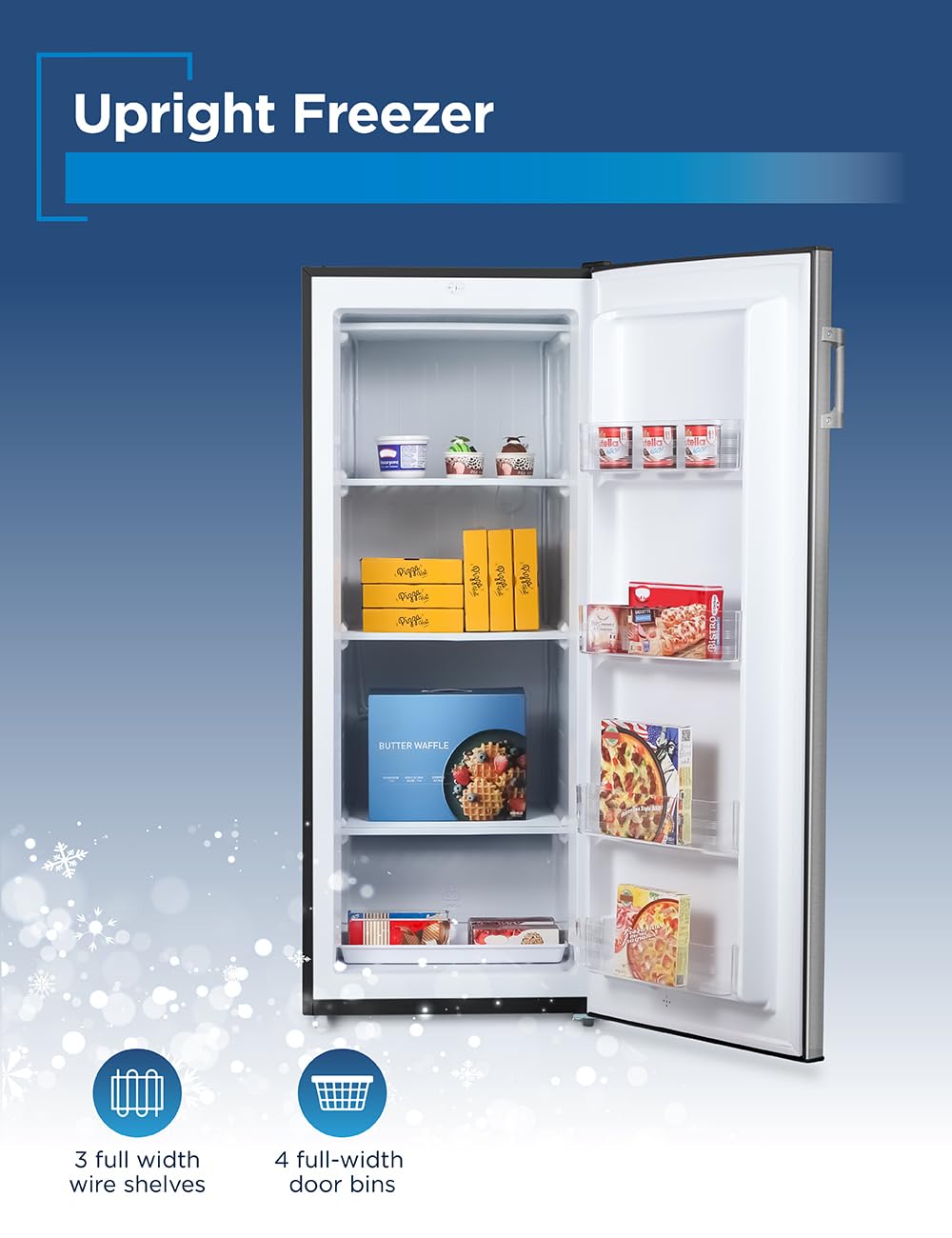 Black+Decker 10 Cu. Ft. Upright Freezer, Stand Up Freezer with Mechanical Temperature Control, Freezer with 3 Shelves and 4 Door Bins, Manual Defrost, R600a Refrigerant, BUF1000LS,Stainless Steel Look — FIN-0003091 | Fridge.com