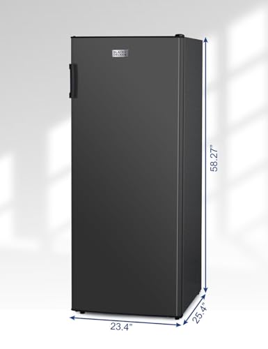 Black+Decker 8.5 cu. ft. Upright Freezer, Stand Up Freezer With Mechanical Temperature Control, Freezer Upright With 3 Shelves And 4 Door Bins, Manual Defrost, R600a Refrigerant, BUF850LB, Black - View 2 | Fridge.com