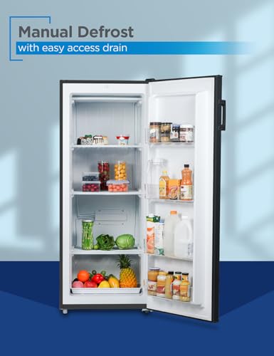 Black+Decker 8.5 cu. ft. Upright Freezer, Stand Up Freezer With Mechanical Temperature Control, Freezer Upright With 3 Shelves And 4 Door Bins, Manual Defrost, R600a Refrigerant, BUF850LB, Black - View 6 | Fridge.com