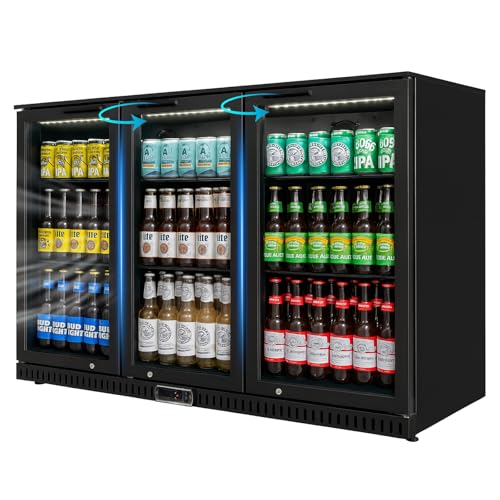Bluelinecool Commercial Back Bar Cooler with 3 Glass Doors, 11.5 cu.ft Under Counter Beverage Refrigerator, LED Lighting - ETL Certified Beer and Wine Cooler for Bar, Restaurant, Garage, Office, Home | Fridge.com