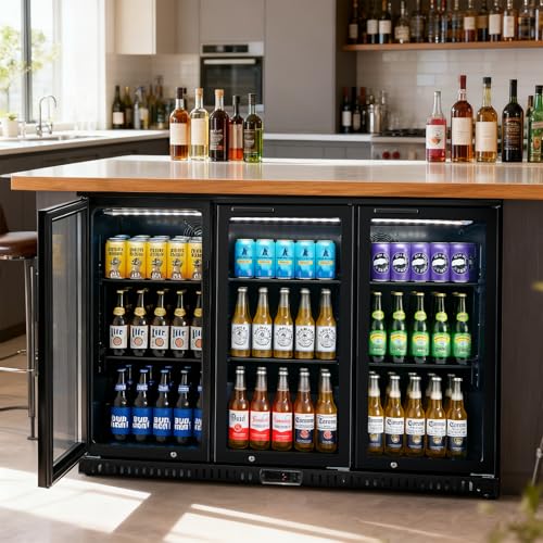 Bluelinecool Commercial Back Bar Cooler With 3 Glass Doors, 11.5 cu.ft Under Counter Beverage Refrigerator, LED Lighting - Etl Certified Beer And Wine Cooler For Bar, Restaurant, Garage, Office, Home - View 2 | Fridge.com