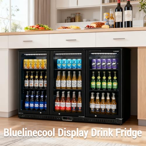 Bluelinecool Commercial Back Bar Cooler With 3 Glass Doors, 11.5 cu.ft Under Counter Beverage Refrigerator, LED Lighting - Etl Certified Beer And Wine Cooler For Bar, Restaurant, Garage, Office, Home - View 5 | Fridge.com