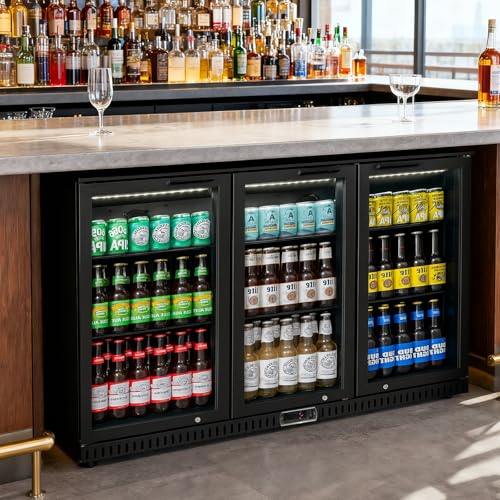 Bluelinecool Commercial Back Bar Cooler With 3 Glass Doors, 11.5 cu.ft Under Counter Beverage Refrigerator, LED Lighting - Etl Certified Beer And Wine Cooler For Bar, Restaurant, Garage, Office, Home - View 6 | Fridge.com