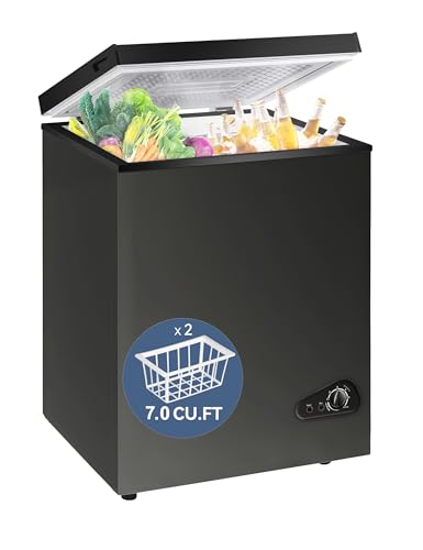 Energy Saving Quiet Top Open Door Mini Freezer Adjustable 6 Thermostat - Compact Small Deep Freezer w/Removable Basket and Defrost Water Drain for Home/Apartment/Garage | Fridge.com