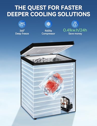 7.0 cu ft Chest Freezer - Energy Saving Quiet Top Open Door Mini Freezer Adjustable 6 Thermostat - Compact Small Deep Freezer W/Removable Basket And Defrost Water Drain For Home/Apartment/Garage - View 5 | Fridge.com