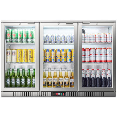 Bodegacooler Back Bar Cooler With 3 Glass Doors,11.4 Cu.ft Stainless Steel Commercial Back Bar Fridge — BODEGA, model AMZLG-330HA-ST