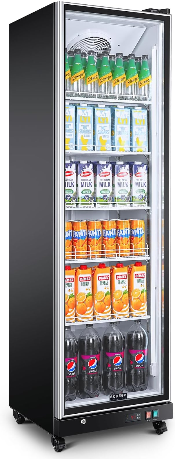 BODEGACOOLER Commercial Beverage Refrigerator with Glass Door,12.5 Cu.Ft Commercial Drink Refrigerator,Upright Large Display Merchandiser Beverage Bar Cooler with Soft LED Light,Adjustable Shelves | Fridge.com