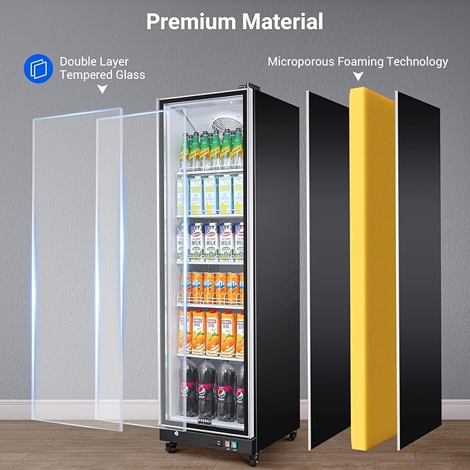 Bodegacooler Commercial Beverage Refrigerator With Glass Door,12.5 cu.ft Commercial Drink Refrigerator,Upright Large Display Merchandiser Beverage Bar Cooler With Soft LED Light,Adjustable Shelves - View 6 | Fridge.com