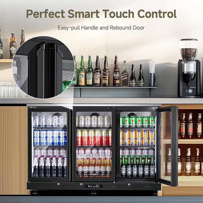 Bodegacooler Commercial Bar Cooler With 3 Glass Doors,12 cu.ft Counter Height Back Beverage Refrigerator,Display Bar Fridge With LED Lighting,Beverage Cooler For Beer Stainless Steel Top,With Casters - View 6 | Fridge.com