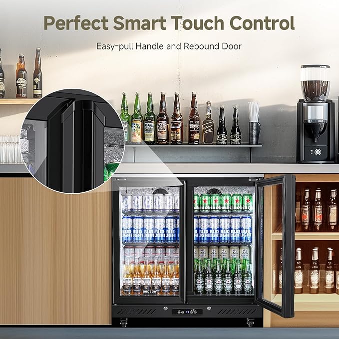 Bodegacooler Back Bar Cooler With 2 Glass Doors,7.7 cu.ft Commercial Back Bar Beverage Refrigerator Counter Height,LED Lighting For Soda Drinks,Beer,Wine Stainless Steel Top,Doe Approved,4 Casters - View 4 | Fridge.com