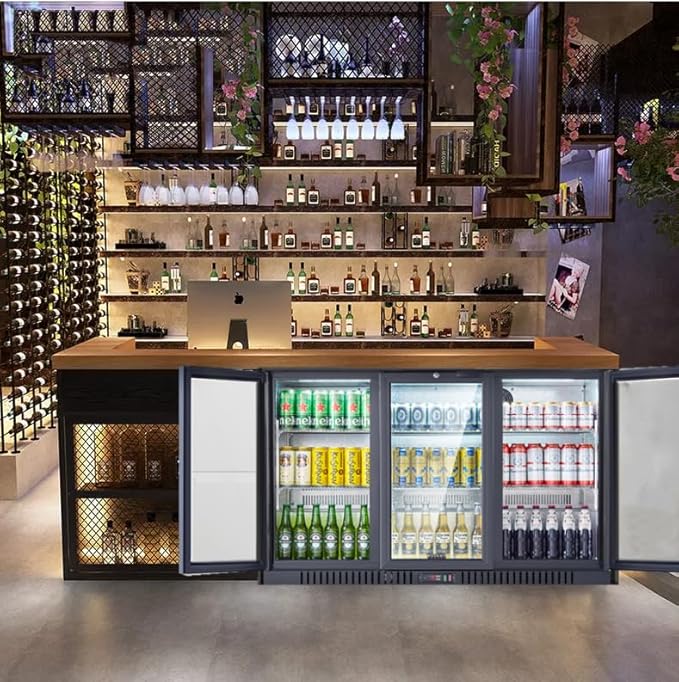 BODEGA Bodegacooler Commercial Bar Cooler With 3 Glass Doors,11.4 cu.ft Under Counter Beverage Refrigerator,Back Bar Refrigerator,Commercial Display Drink Fridge,LED Lighting Beer Wine Soda Drinks - View 5 | Fridge.com