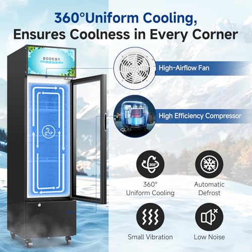 BODEGA Bodegacooler Beverage Refrigerator And Cooler, 6.34 cu. ft Commercial Refrigerators For Drink, Beer, Tall Commercial Cooler For Beer, Soda, Single Door Display Fridge - View 4 | Fridge.com